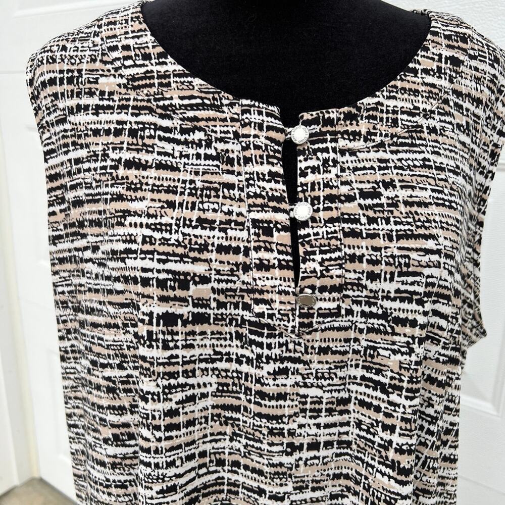 JONES STUDIO Sleeveless Scoop Neck Tan/Black Top, Women's size 1X